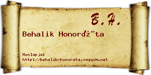 Behalik Honoráta névjegykártya